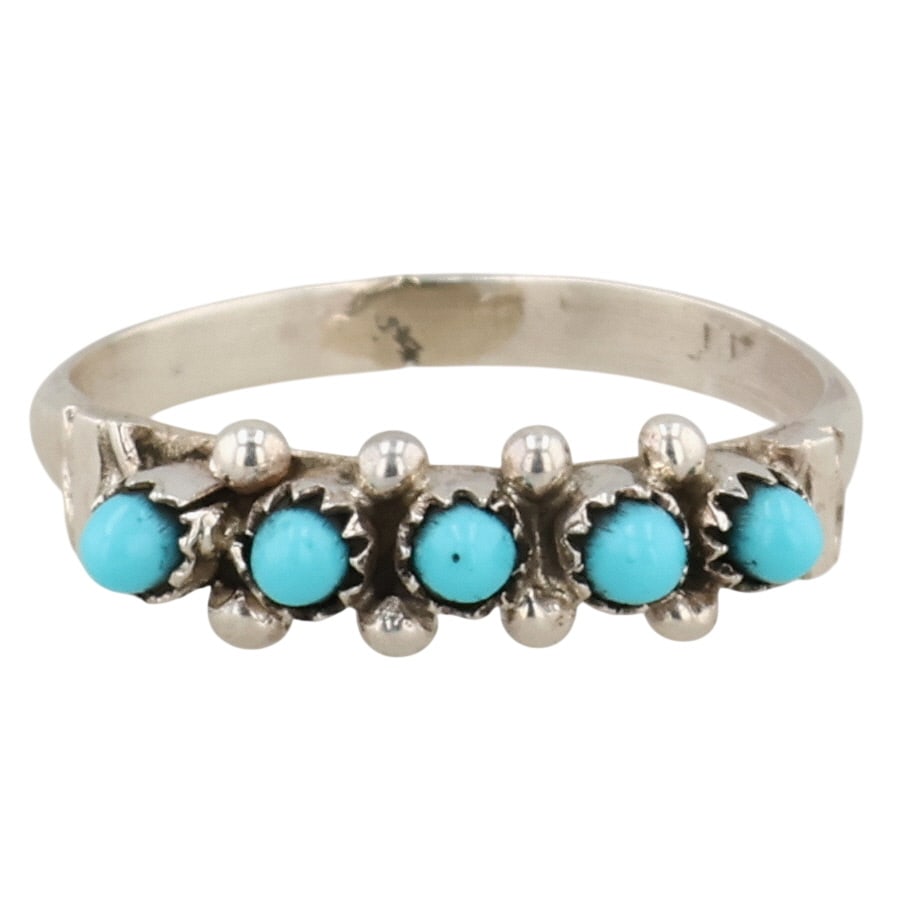 Stephen Haloo Zuni Sterling Turquoise Snake Eye Ring Sz 6.5: Stephen Haloo Zuni Sterling Block Turquoise Snake Eye Ring Sz 6.5 / 1.5g