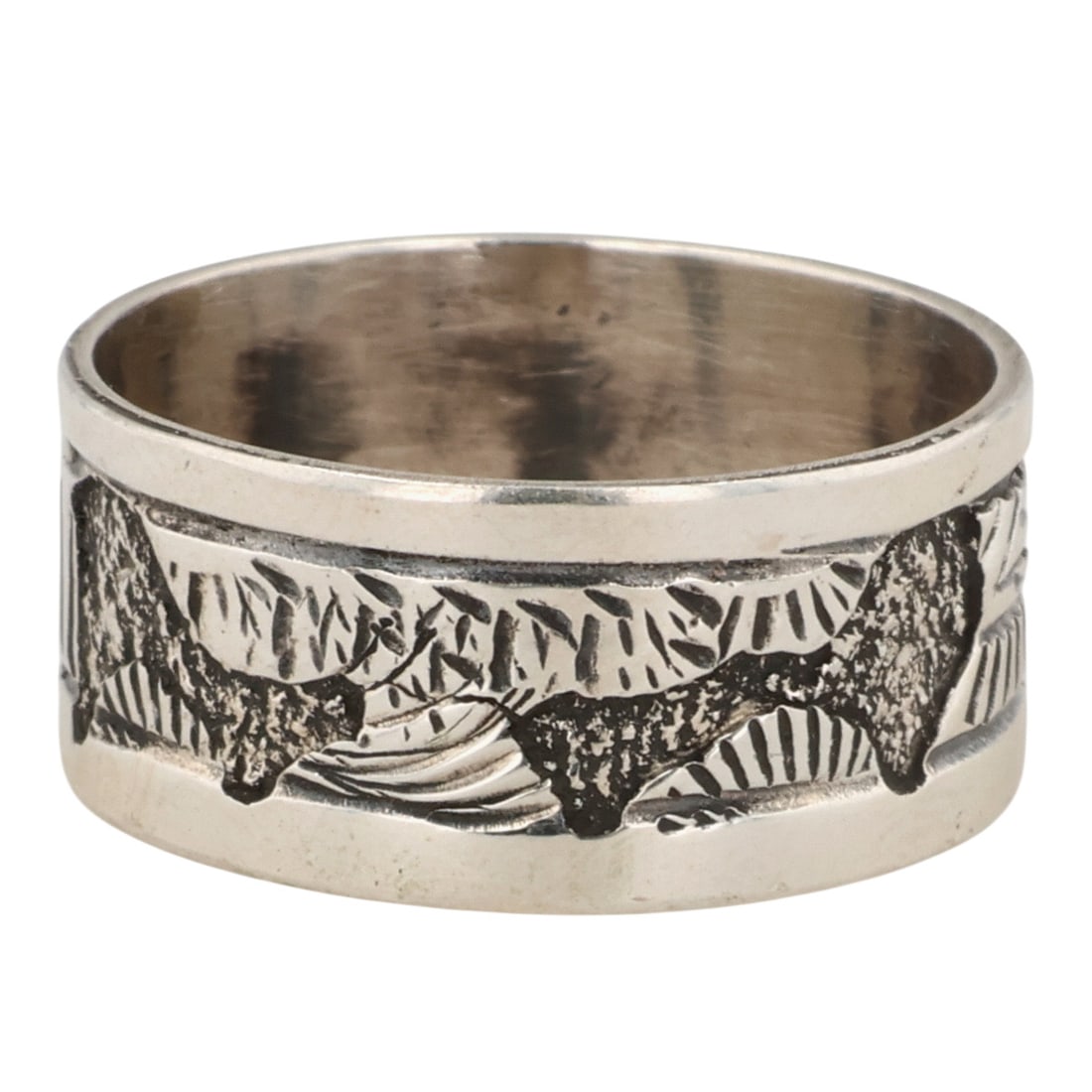Elaine Becenti Navajo Sterling Stamped Ring Sz 11 (1 of 6)