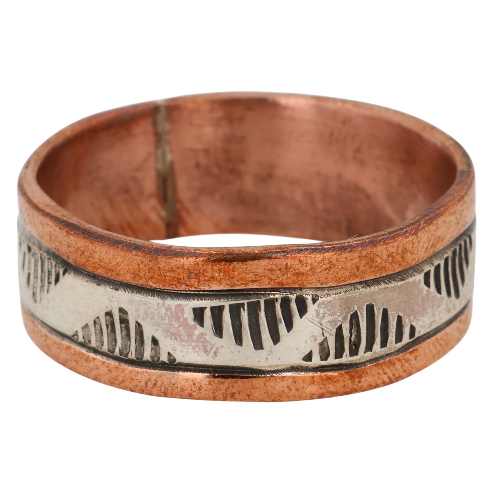 Jordan Gene Navajo Sterling Copper Ring Sz 12.5 (1 of 6)
