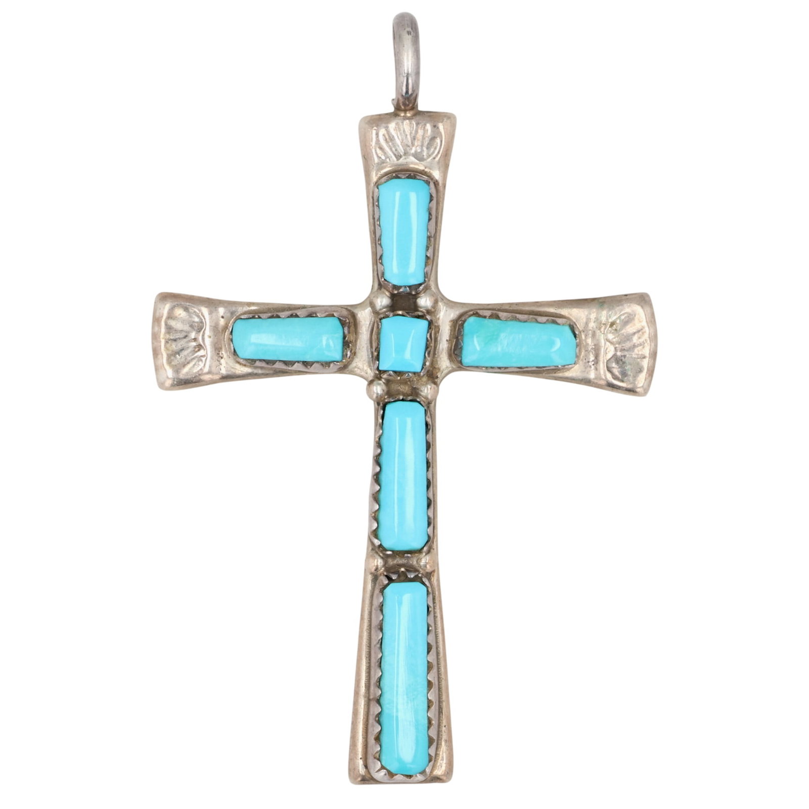 Wilbur Iule Zuni Sterling Turquoise Cross Pendant (1 of 6)