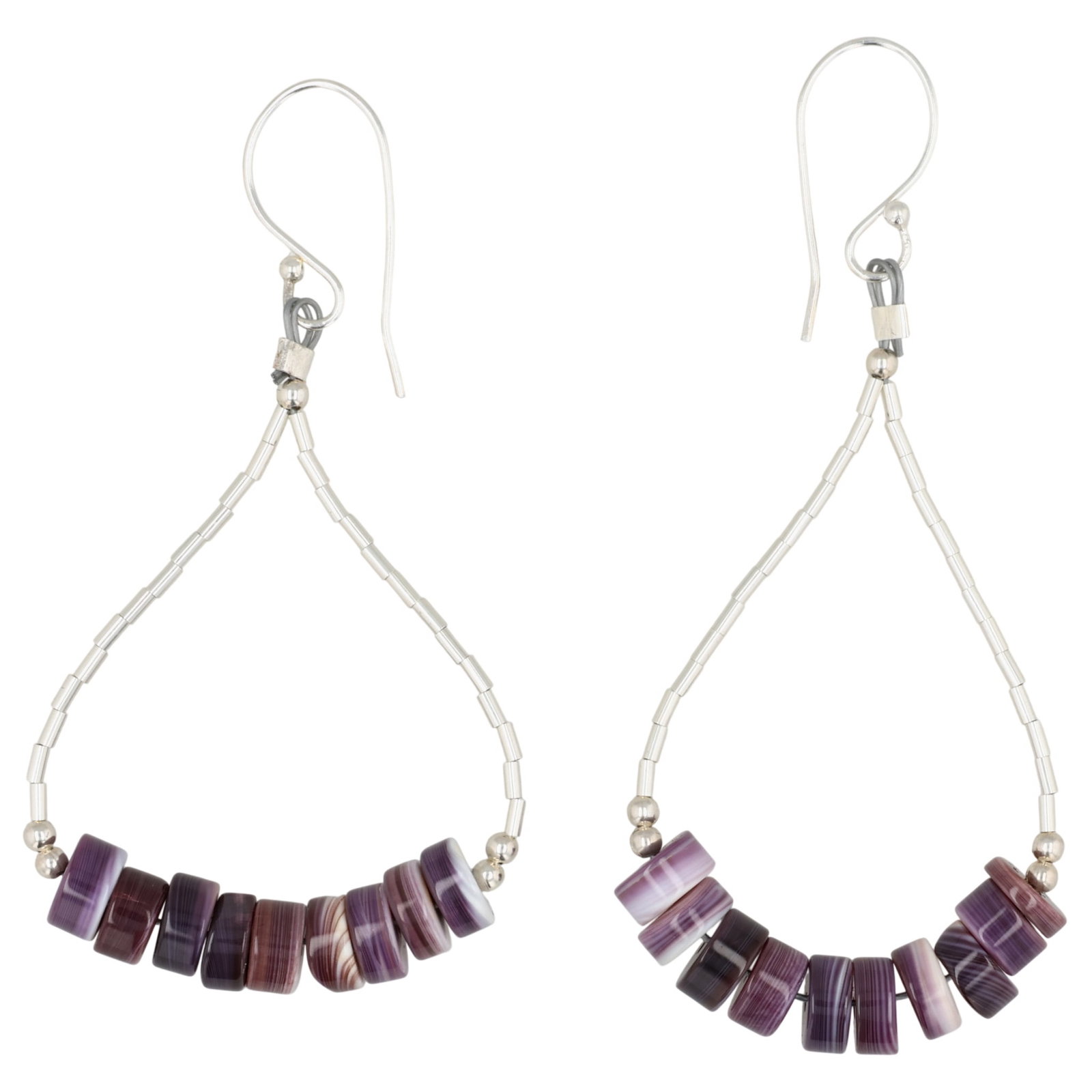 Southwest Sterling Liquid Silver Wampum Shell Earrings (1 of 3)
