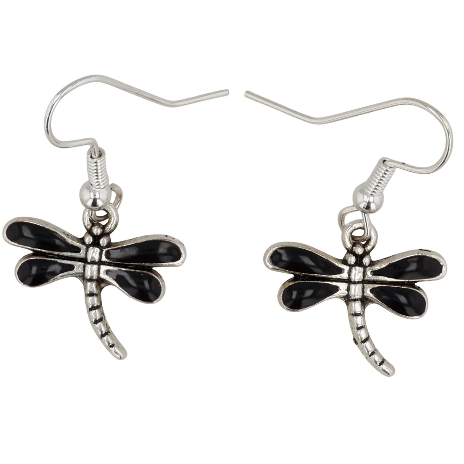 Kent Lonjose Zuni Sterling Onyx Dragonfly Earrings: Kent Lonjose Zuni Sterling Onyx Dragonfly Earrings / 2g / Unsigned. Artist attribution based on accompanying tag.