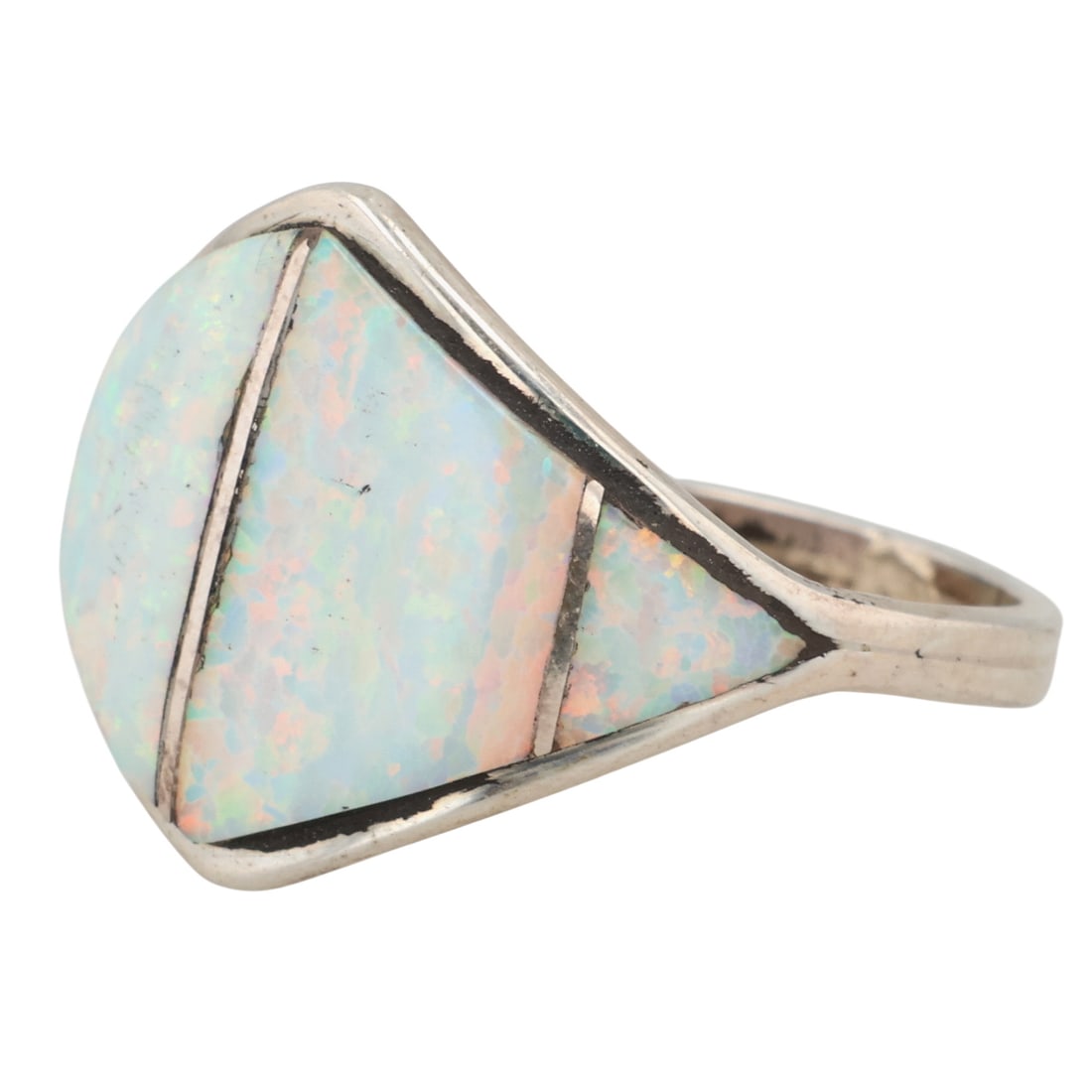 Andrew Enrico Navajo Sterling Opal Inlay Ring Sz 6.5: Andrew Enrico Navajo Sterling Opal Inlay Ring Sz 6.5 / 2g
