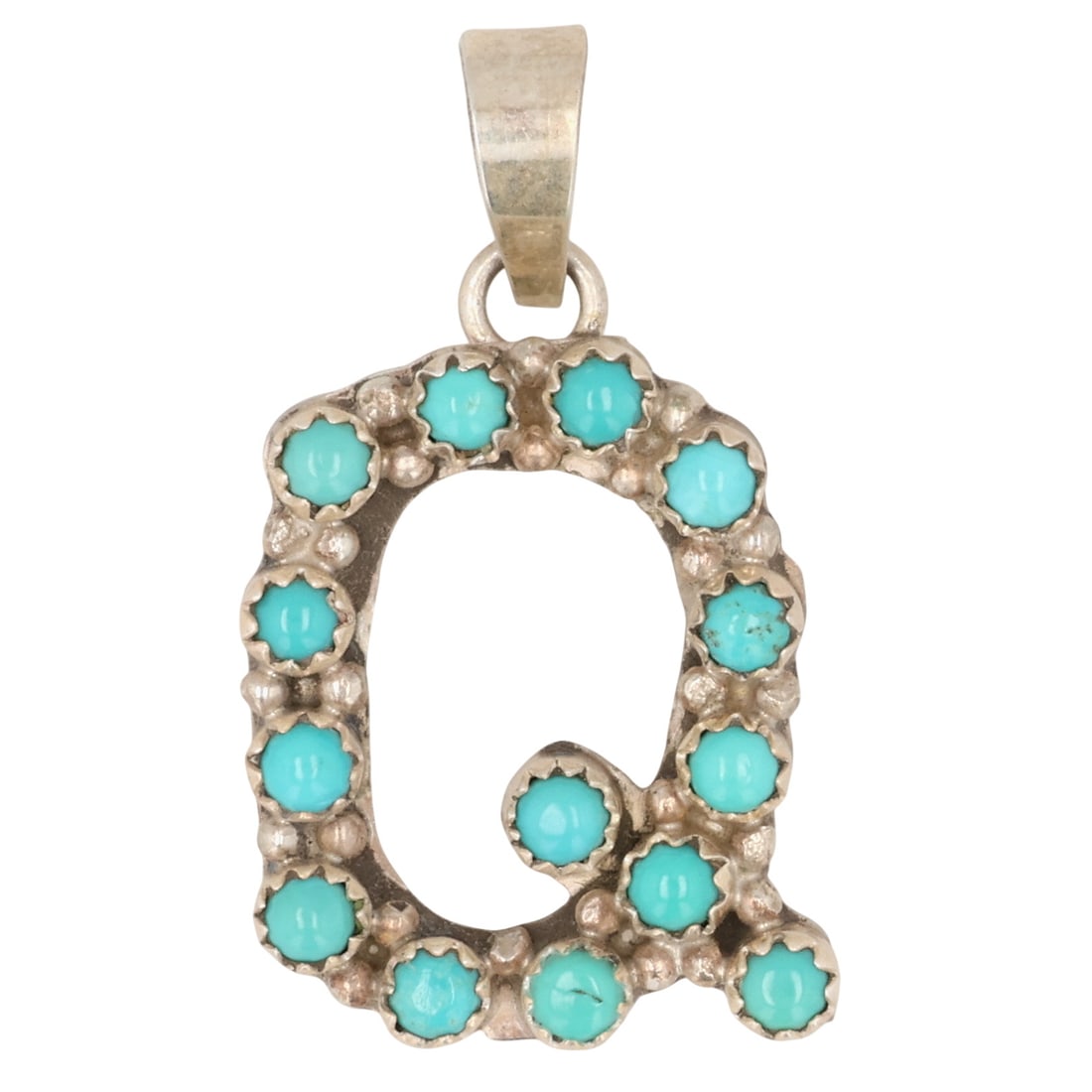 Scott Skeets Navajo Sterling Turquoise Q Pendant: Scott Skeets Navajo Sterling Turquoise Q Pendant / 4g