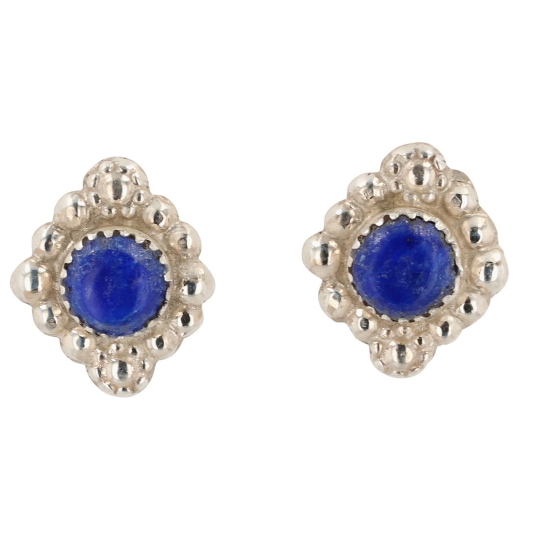 Arlen Quetawki Zuni Sterling Lapis Lazuli Earrings: Arlen Quetawki Zuni Sterling Lapis Lazuli Earrings / 1g / Unsigned. Artist attribution based on accompanying tag.