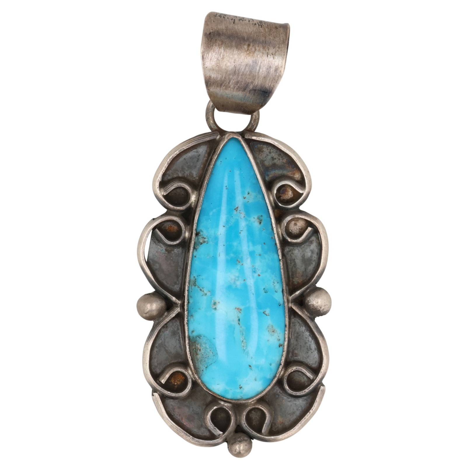 Merle House Navajo Sterling Kingman Turquoise Pendant: Merle House Navajo Sterling Kingman Turquoise Pendant / 8g