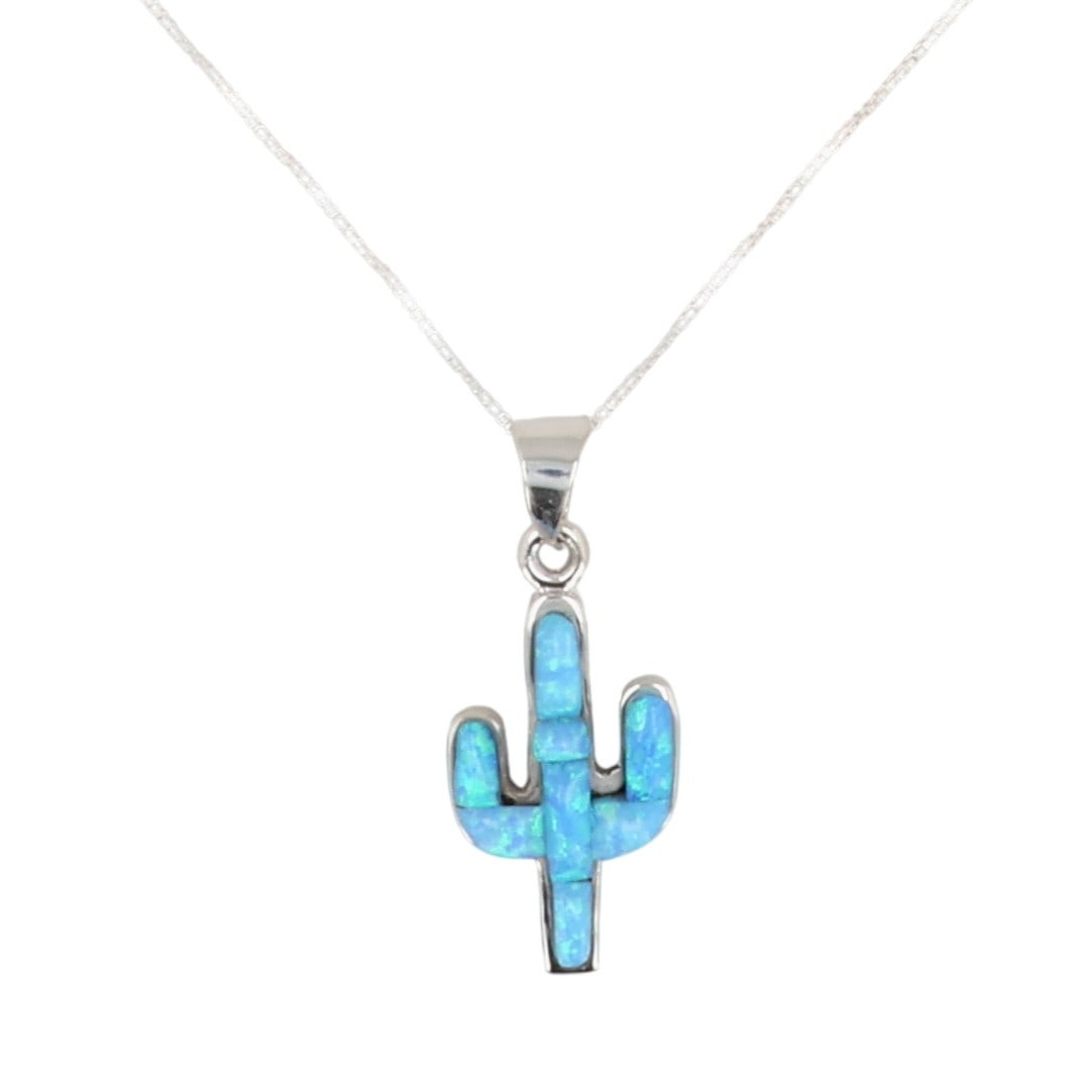 Allen Lee Navajo Sterling Opal Cactus Necklace (1 of 5)