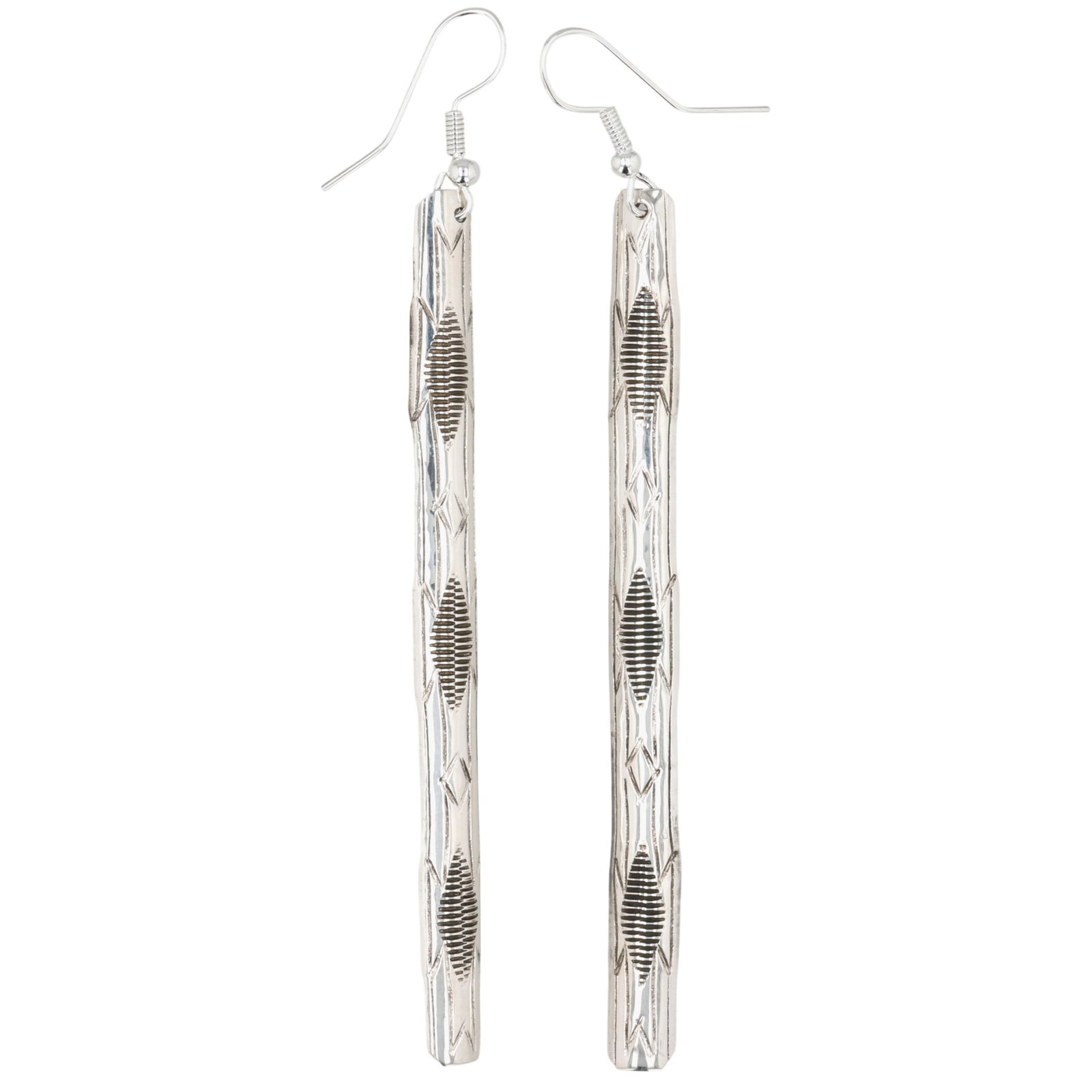 Florence Tahe Navajo Sterling Stamped Bar Earrings (1 of 3)
