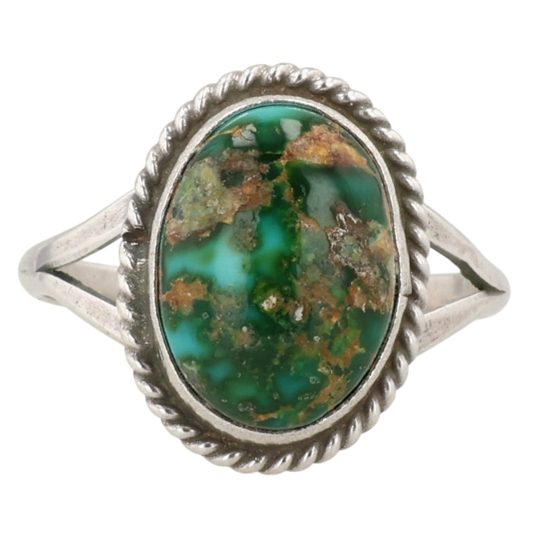 Jerryson Henio Navajo Sterling Sonoran Gold Turquoise Ring Sz 7.25: Jerryson Henio Navajo Sterling Sonoran Gold Turquoise Ring Sz 7.25 / 3g / Unsigned by artist. Artist attribution based on accompanying tag.