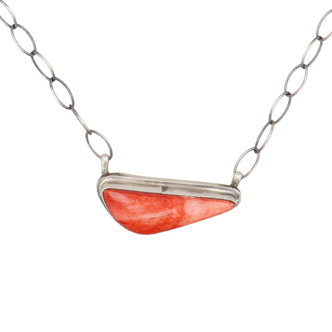 Scott Skeets Navajo Sterling Spiny Oyster Necklace: Scott Skeets Navajo Sterling Spiny Oyster Necklace / 10g / Unsigned. Artist attribution based on accompanying tag.