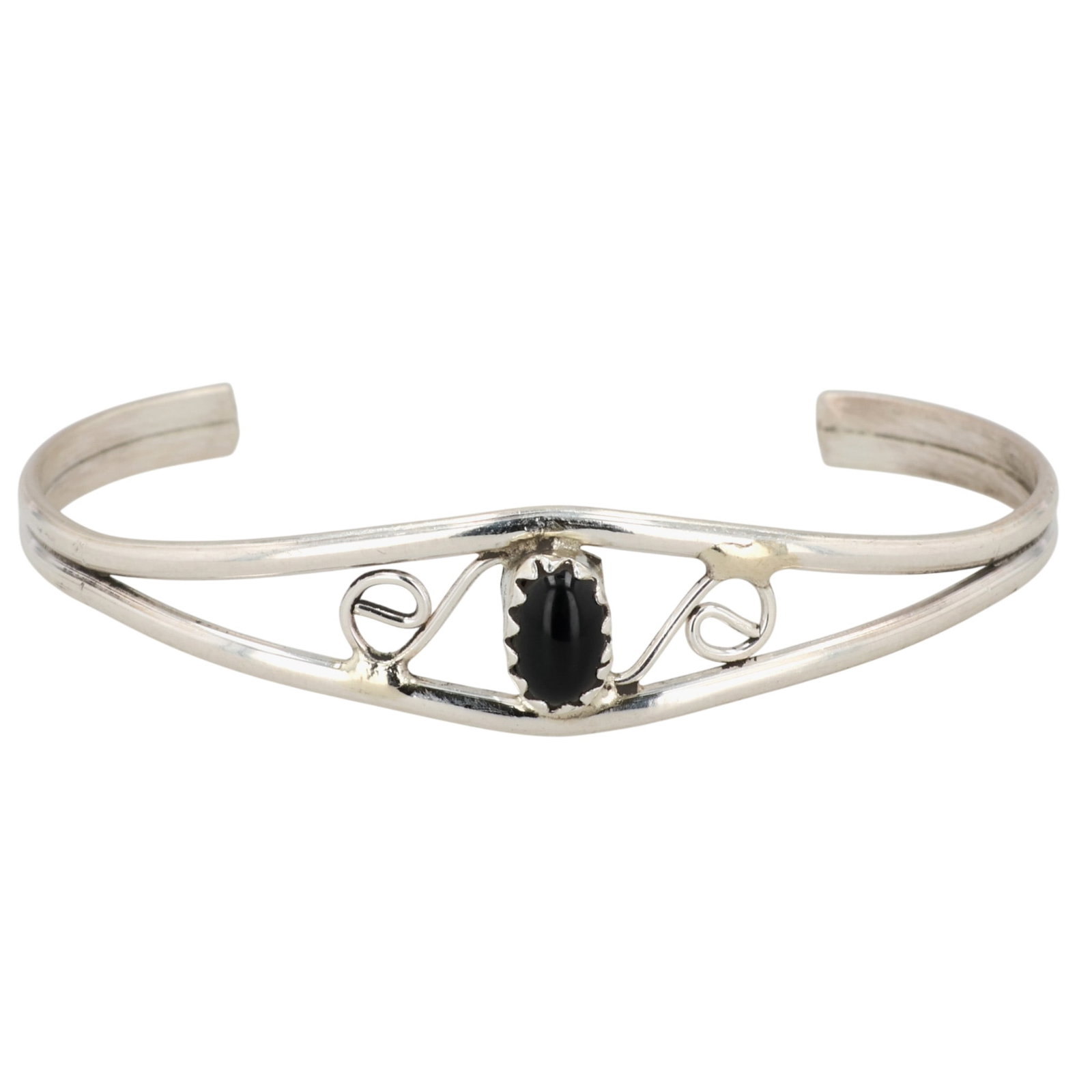 Southwest Sterling Onyx Baby Cuff Bracelet (1 of 6)