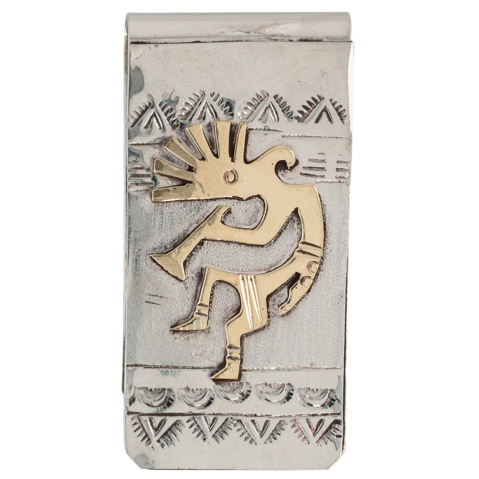 Genevieve Jones Navajo Sterling Kokopelli Money Clip: Genevieve Jones Navajo Sterling Kokopelli Money Clip / 21g / Unsigned. Artist attribution based on accompanying tag.