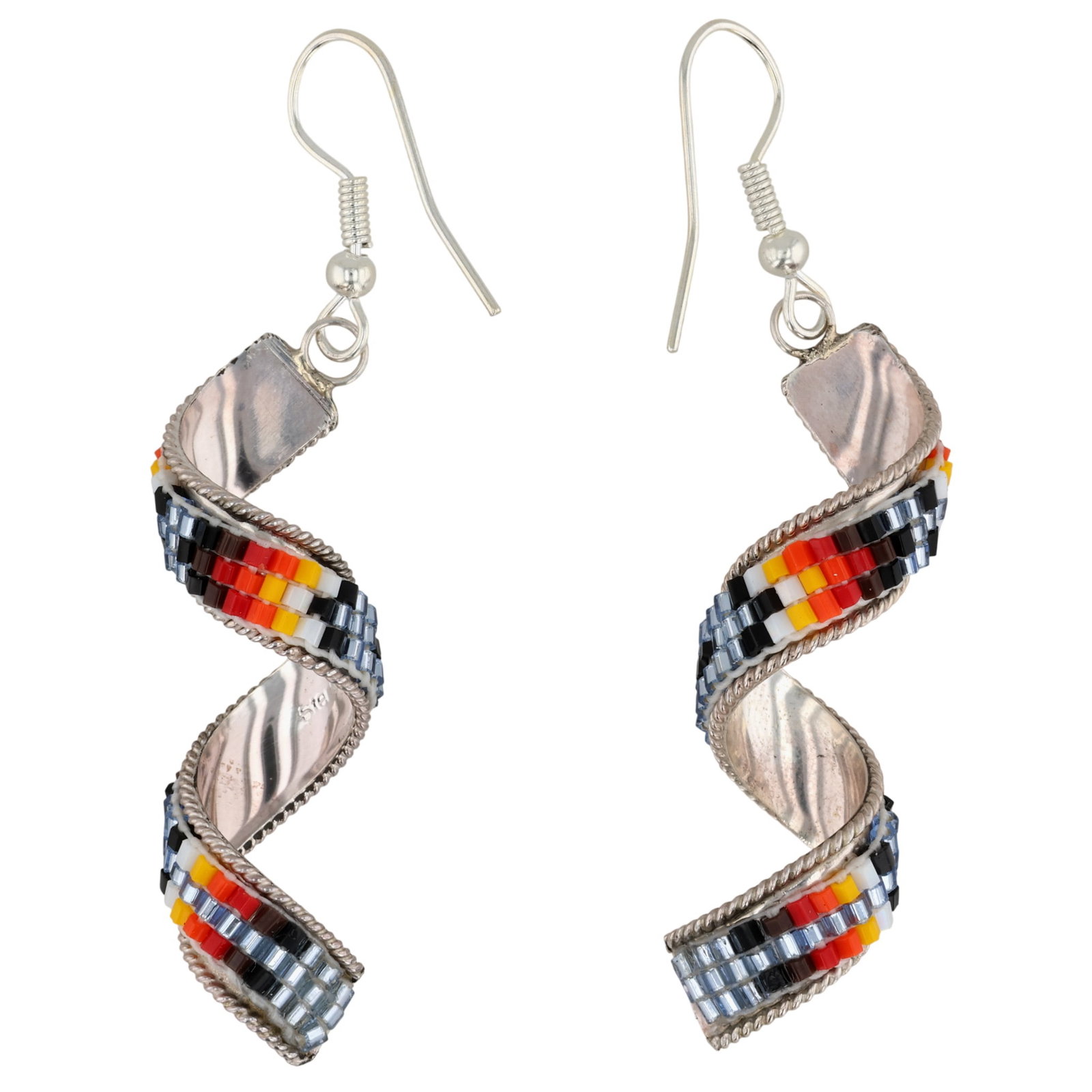 Navajo Sterling Microbead Spiral Earrings (1 of 4)