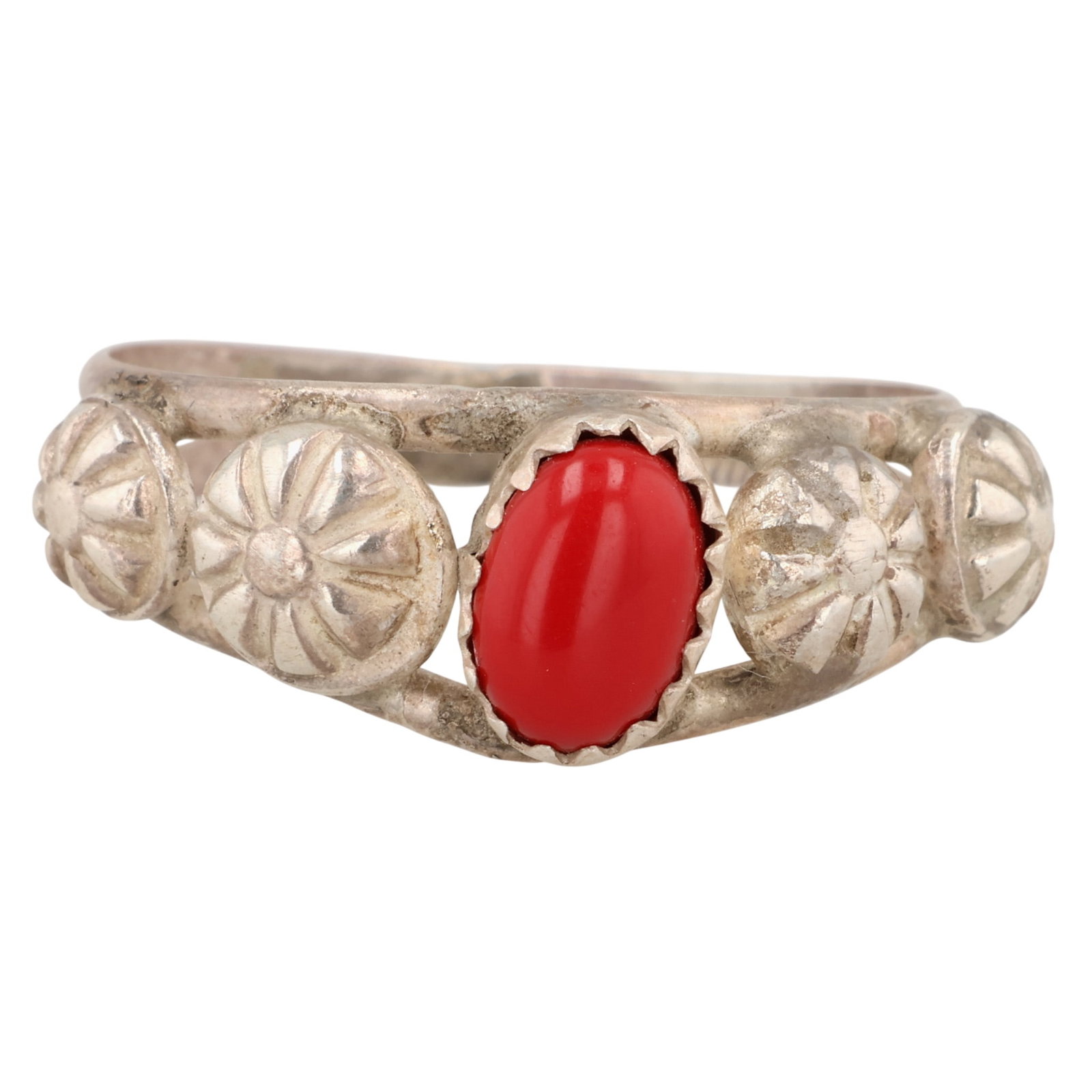 Southwest Sterling Coral Ring Sz 9: Southwest Sterling Coral Ring Sz 9 / 4.5g