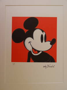 Andy Warhol, Mickey Mouse: Andy Warhol, Mickey Mouse, signed in stone and hand numbered, ca 50x40cm including the passe-partout, marked CMOA on the back, Carnegie Museum of Art.