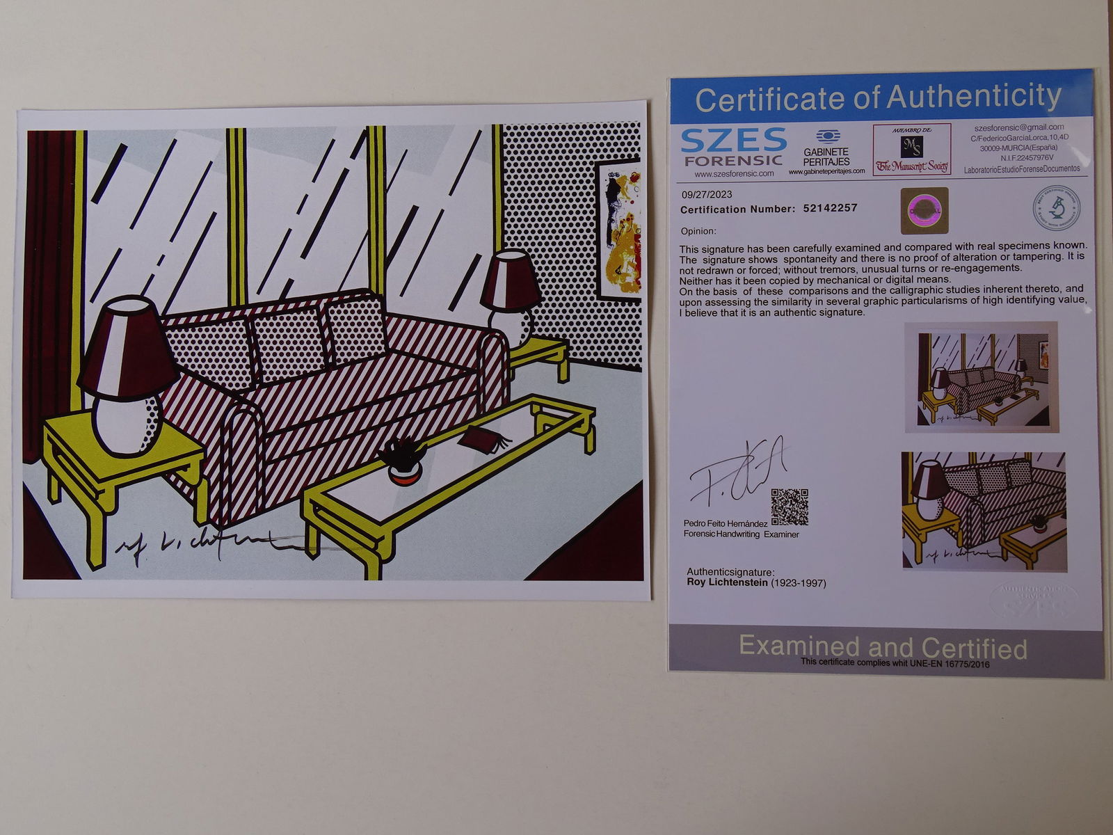 Roy Lichtenstein, hand signed print with COA (1 of 6)