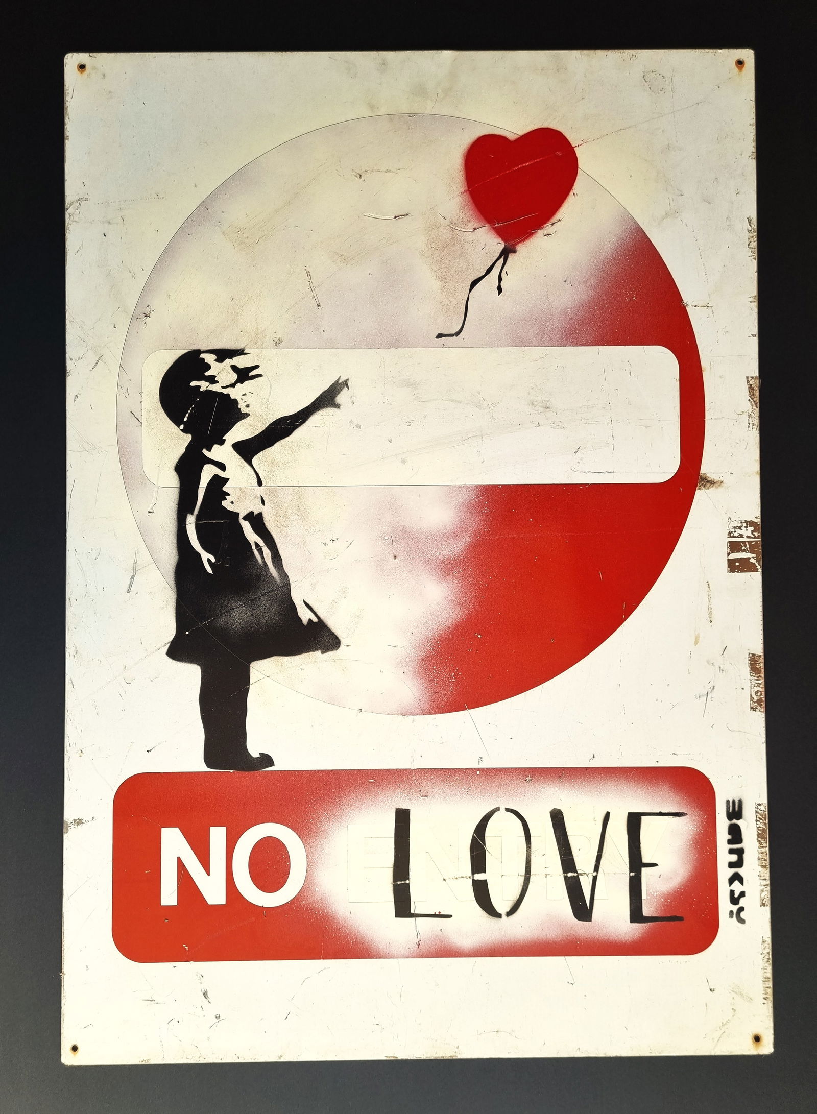Banksy , Spray paint, partly stenciled on metal panel (1 of 6)