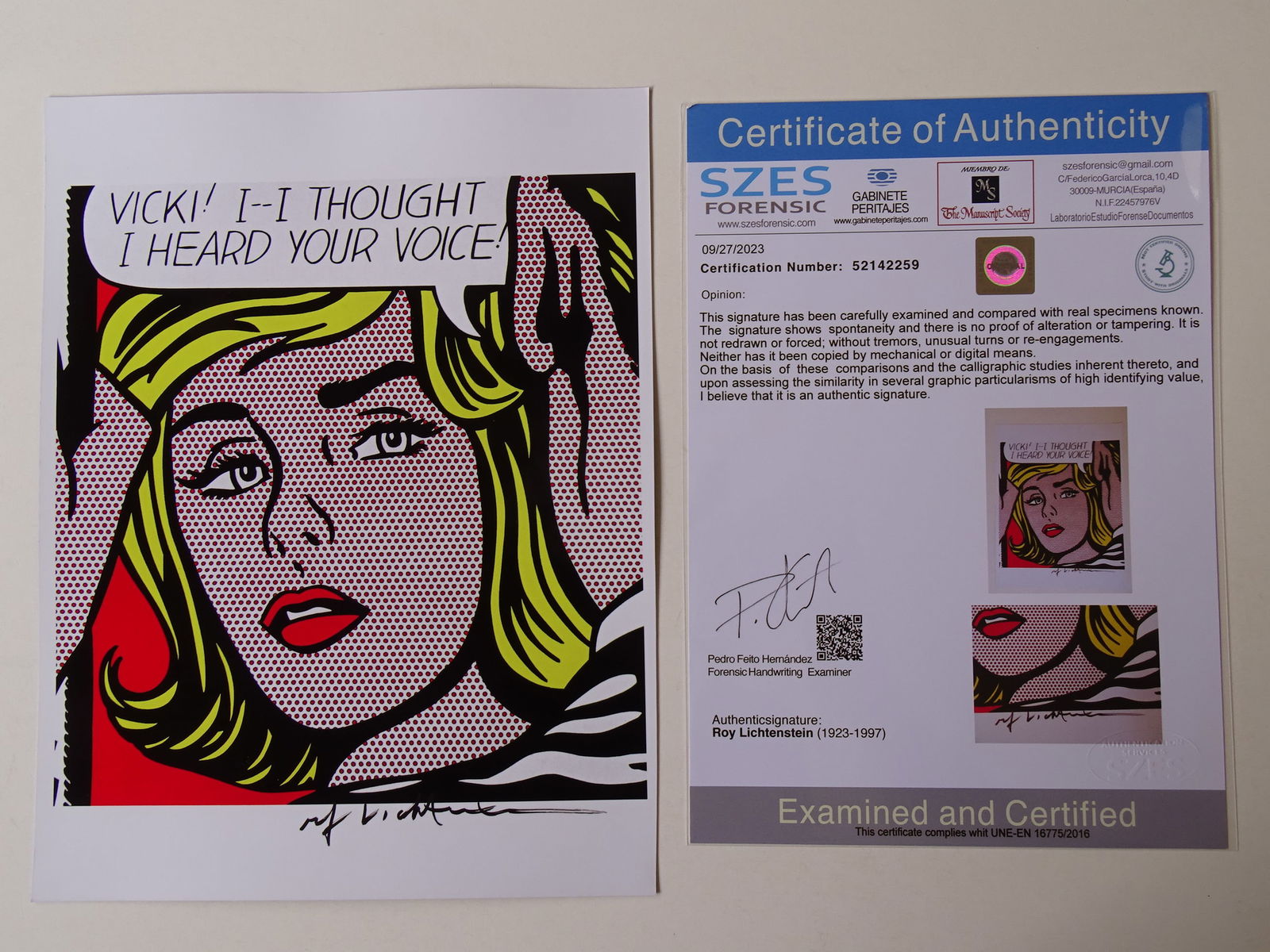 Roy Lichtenstein, hand signed print with COA (1 of 4)