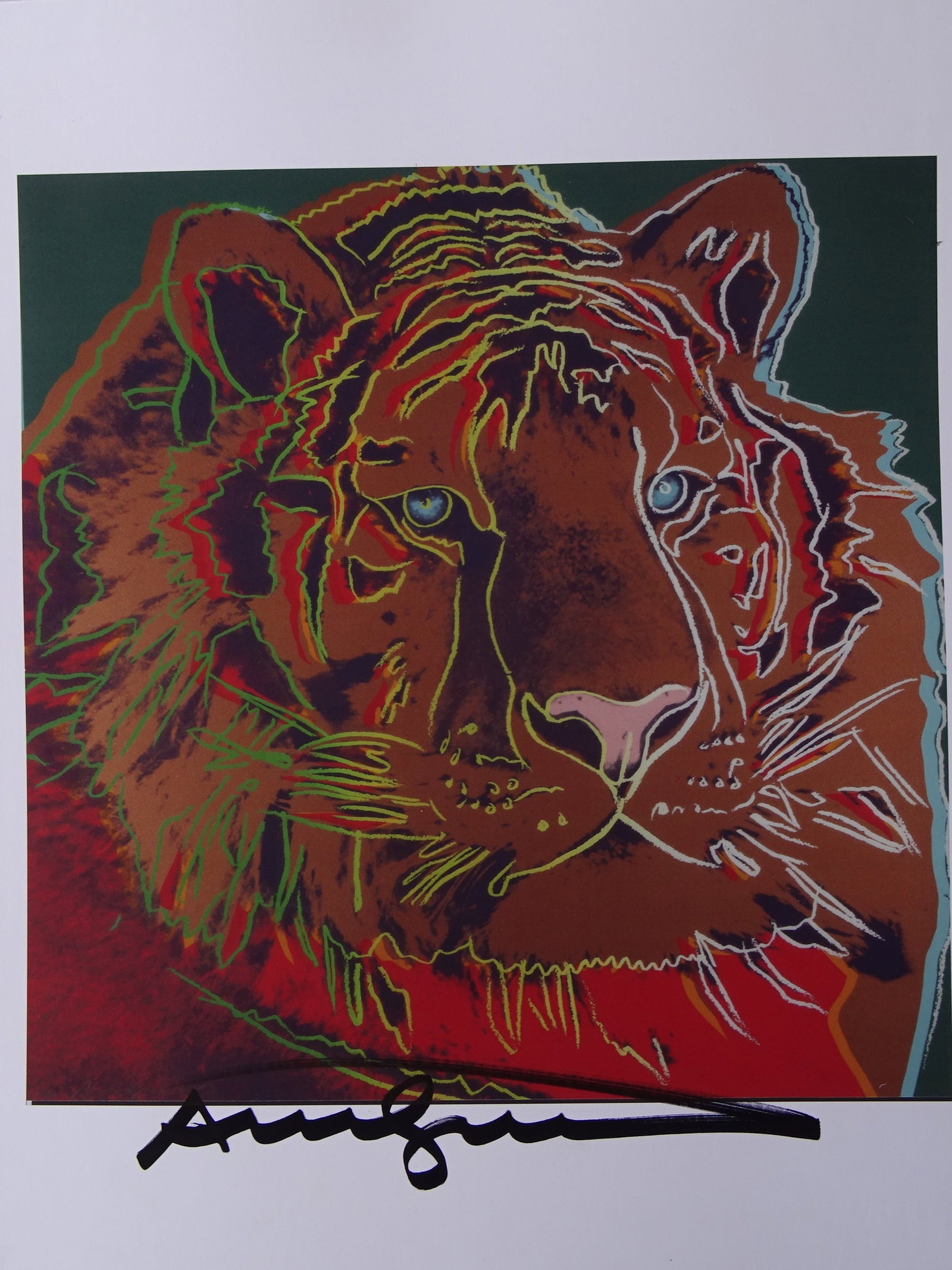 Andy Warhol, hand signed: Andy Warhol, hand signed with COA, offset print ca 35x28cm. The work is accompanied by a certificate from a judicial expert who has reviewed this beautiful work of art.