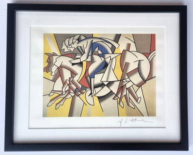 Roy Lichtenstein: The Red Horseman, lithograph: Author: Roy Lichtenstein (USA, 1923-1997). Title: The Red Horseman. Description: signed lithograph on plate. It belongs to a 1981 edition of 5,000 unnumbered copies.Measurements without frame 45 x 35