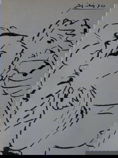 Pablo Picasso, hand signed, drawing: Pablo Picasso, ink drawing, hand signed, ca 24x17. The work is accompanied by a certificate from a judicial expert who has reviewed this beautiful work of art.