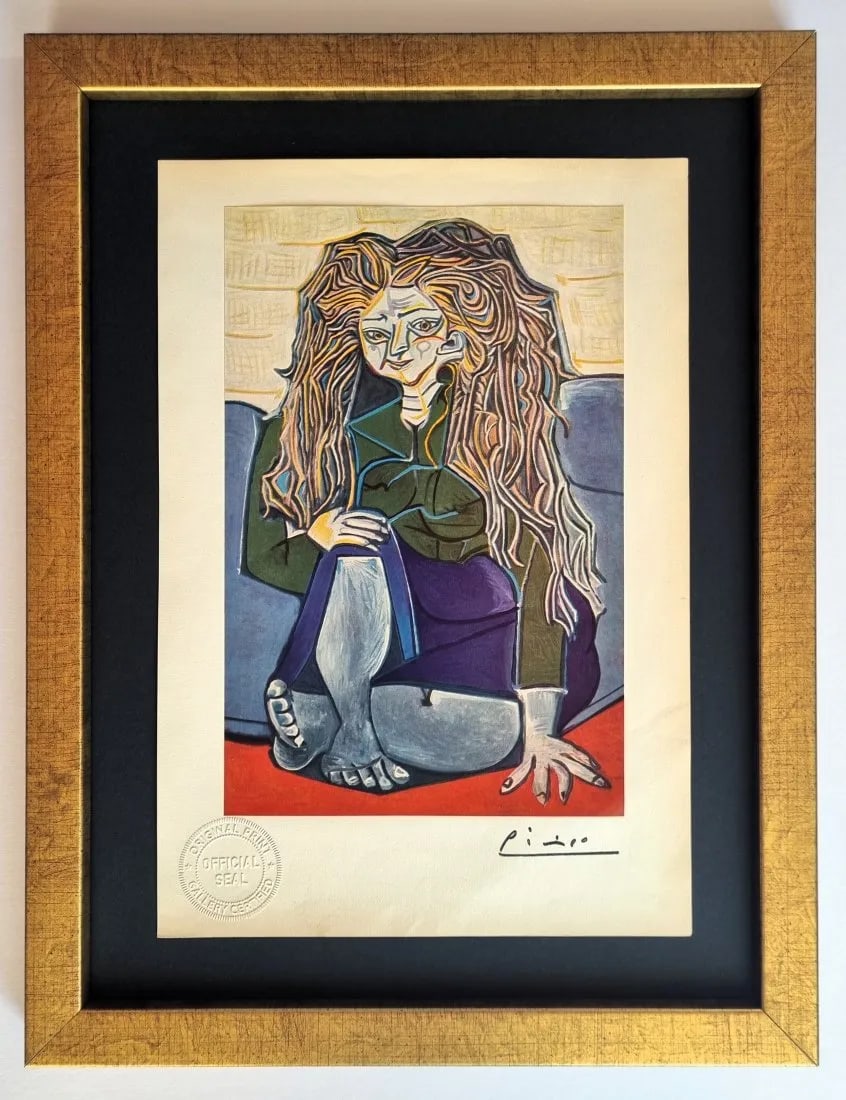 Pablo Picasso - Portrait, Hand Tipped Color plate print, Signed- COA (1 of 3)