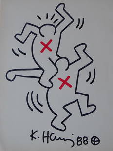 Keith Haring, hand signed, drawing: Keith Haring, ink drawing, hand signed, ca 27x21. The work is accompanied by a certificate from a judicial expert who has reviewed this beautiful work of art.