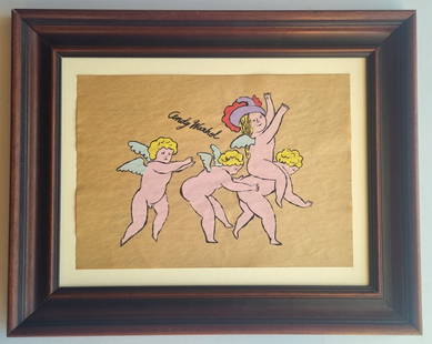 Andy Warhol hand drawing and signed: Drawing ATTRIBUTED to Andy Warhol, handmade and hand signed. Measurements: 21cm x 29.5cm.inches: 8.26" x 11.61".With frame .
