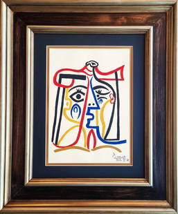 Pablo Picasso , hand drawing and signed: Drawing ATTRIBUTED to Pablo Picasso , handmade and hand signed. Measurements: 21cm x 29.5cm.inches: 8.26" x 11.61".With frame .Without documentation