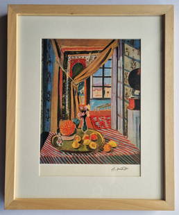 Henri Matisse, hand signed Multicolored Print,COA: Henri Matisse, hand signed Multicolored Print,With certificate.Size: 29 x 21.5 cm with frame 40.5 x 33 cm