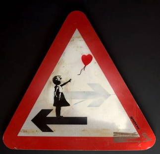 Banksy , Spray paint, partly stenciled on metal panel: Spray paint, partly stenciled on metal panel , circa 2000 - 2002. Stenciled signature Banksy on the front. Dimensions: 60 x 60 cm Provenance: Private collection, London. The Object cannot be authentic