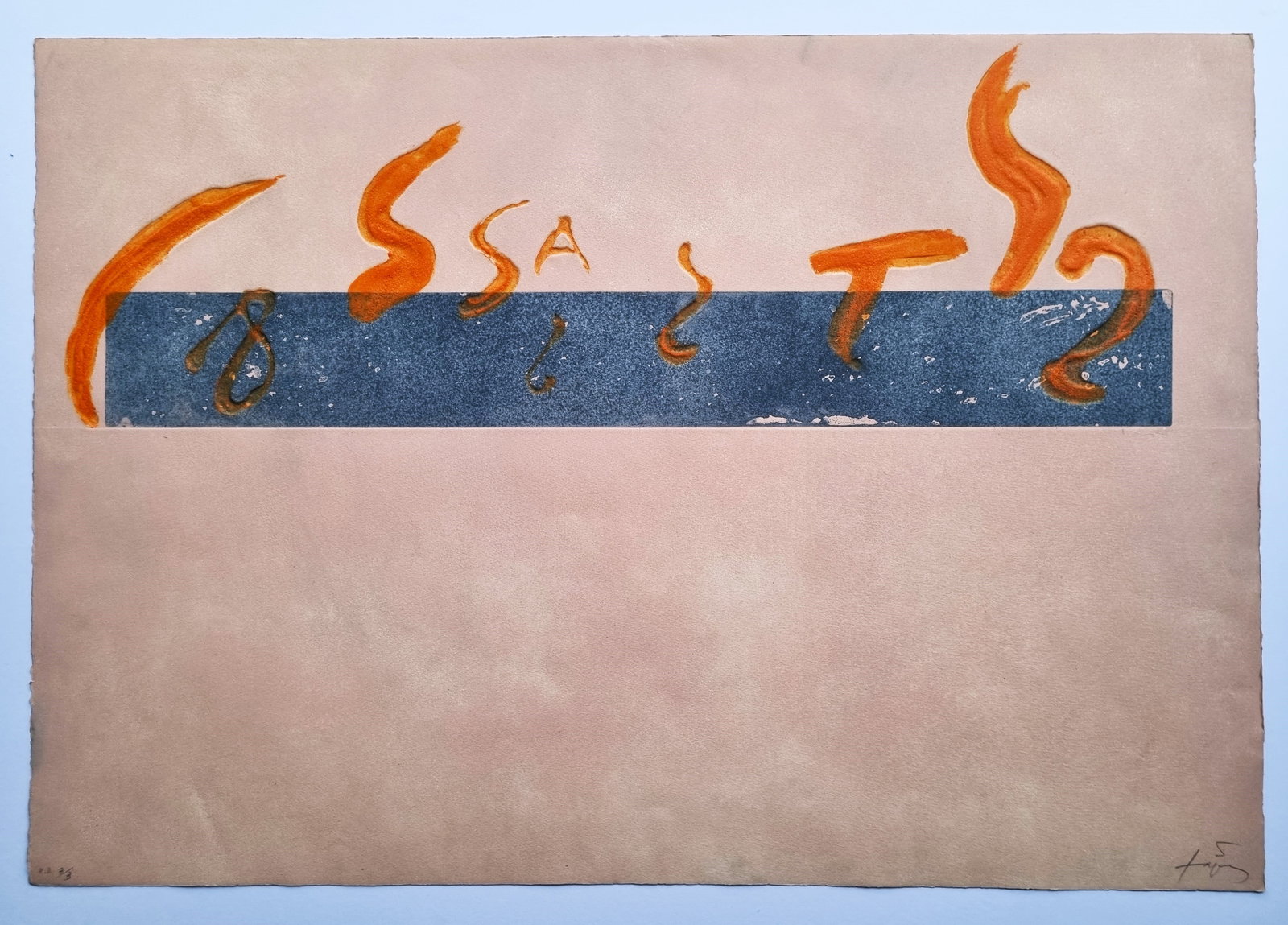 Antoni Tapies engraving, hand signed. (1 of 4)