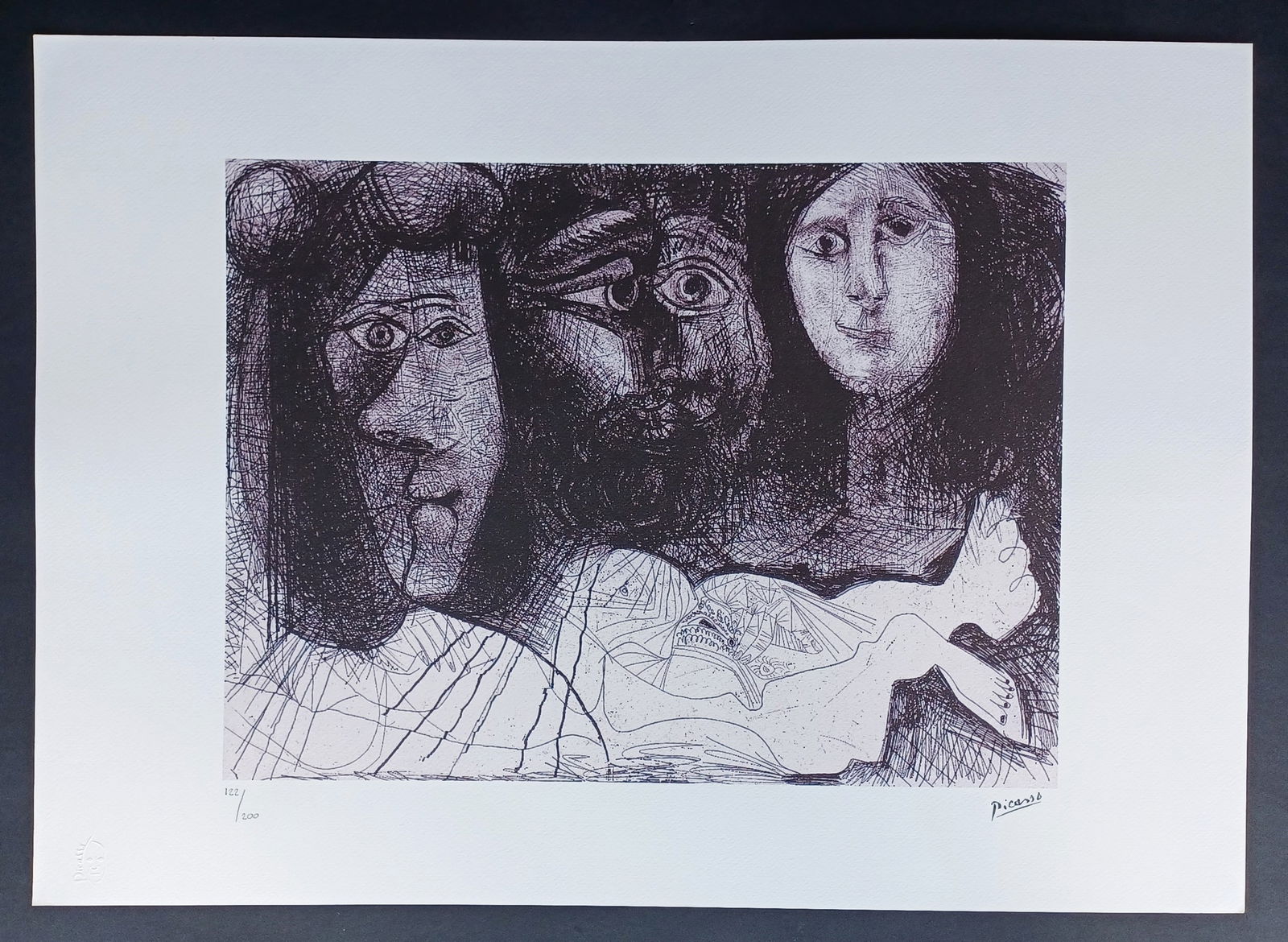 Picasso lithograph, signed license stamp, limited (1 of 5)