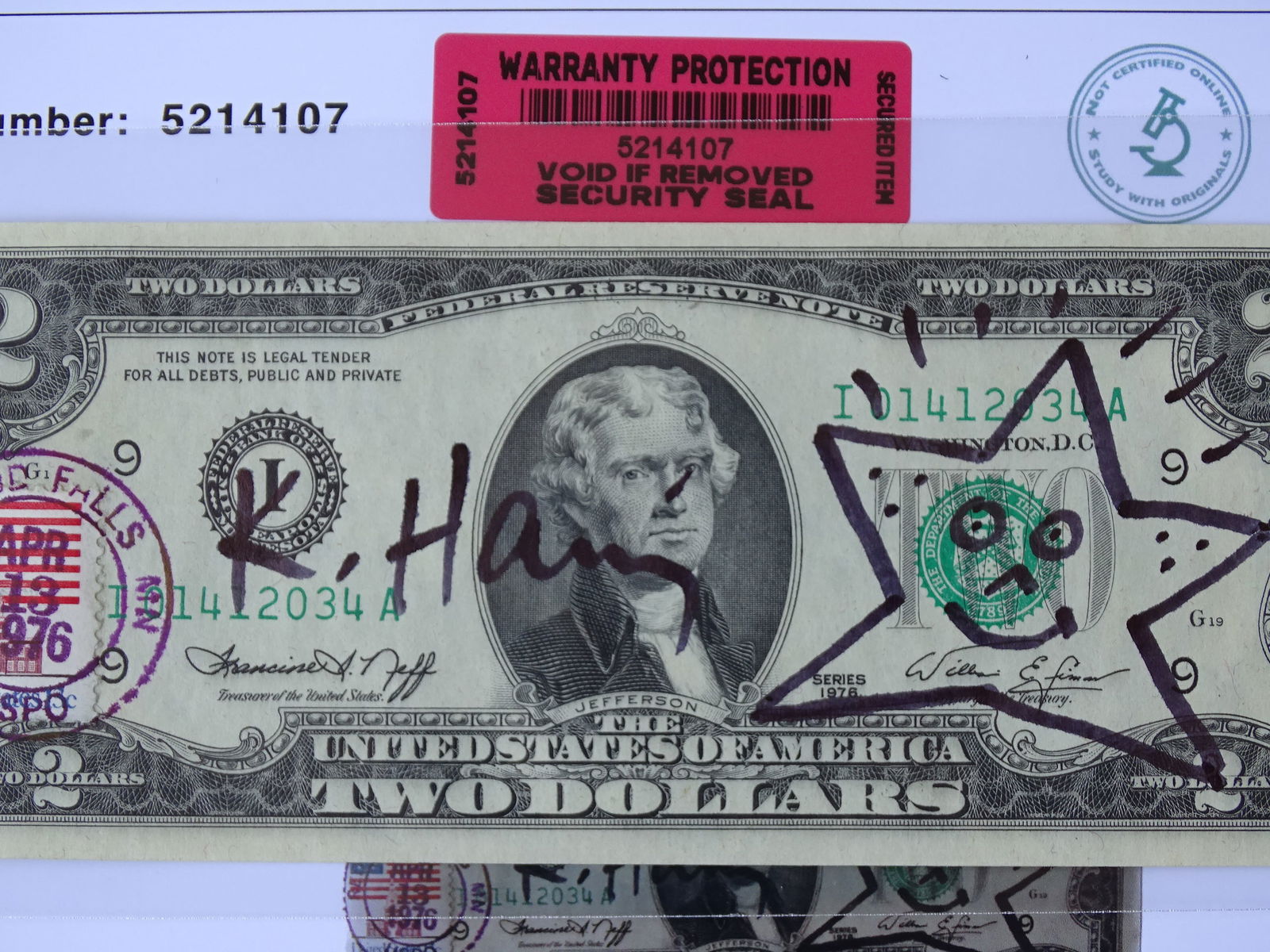 Keith Haring, hand signed dollar (1 of 6)