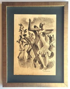 Miguel Covarrubias, hand drawing and signed: Drawing ATTRIBUTED to Miguel Covarrubias, handmade and hand signed. Measurements: 21cm x 29.5cm.inches: 8.26" x 11.61"With frame .