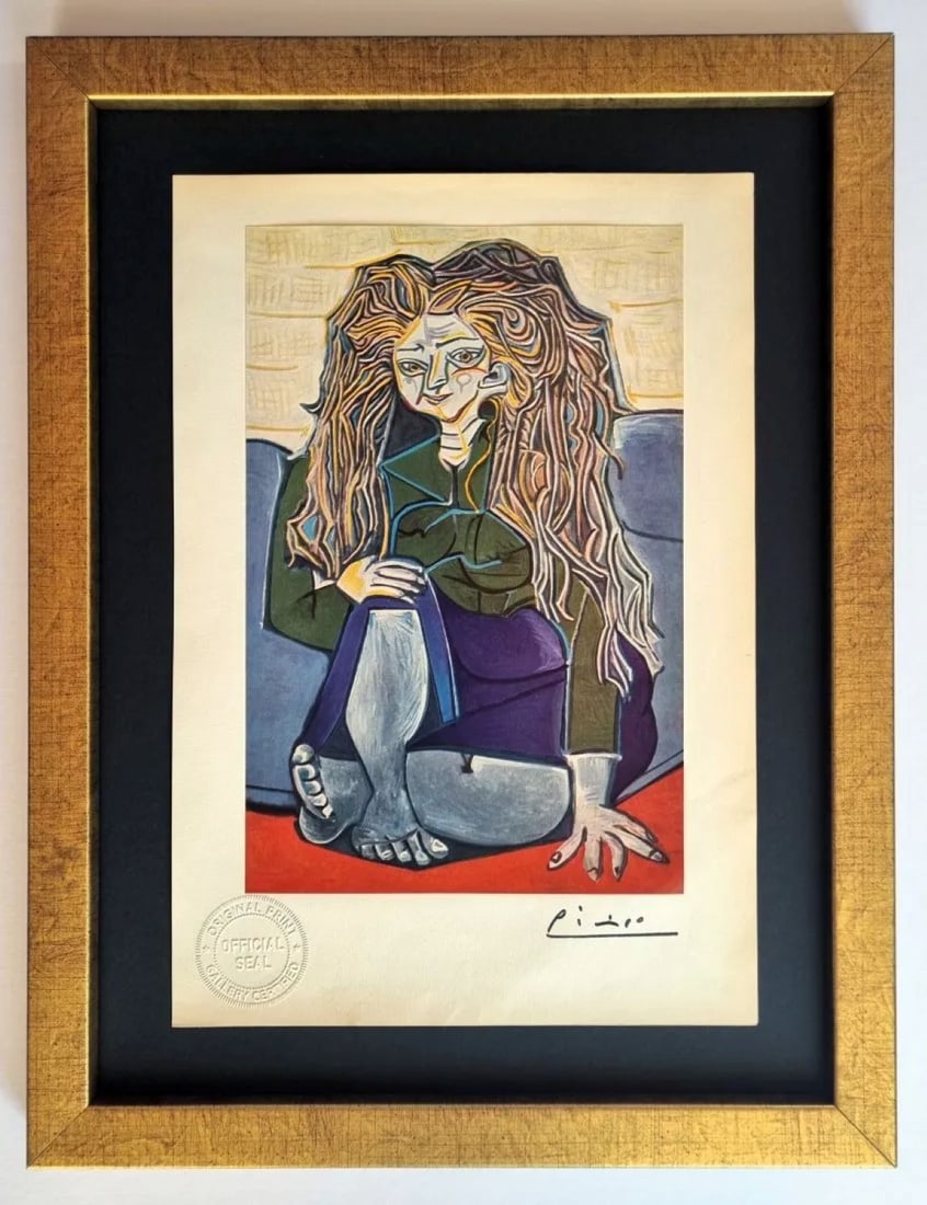 Pablo Picasso - Portrait, Hand Tipped Color plate print, Signed- COA (1 of 3)