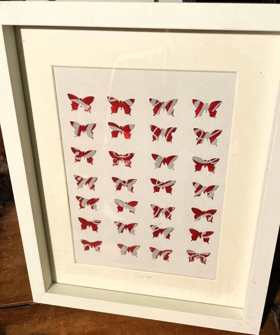 Damien Hirst ,Original Art Coca Cola Butterfly Butterflies Tin Art Metal (1 of 4)