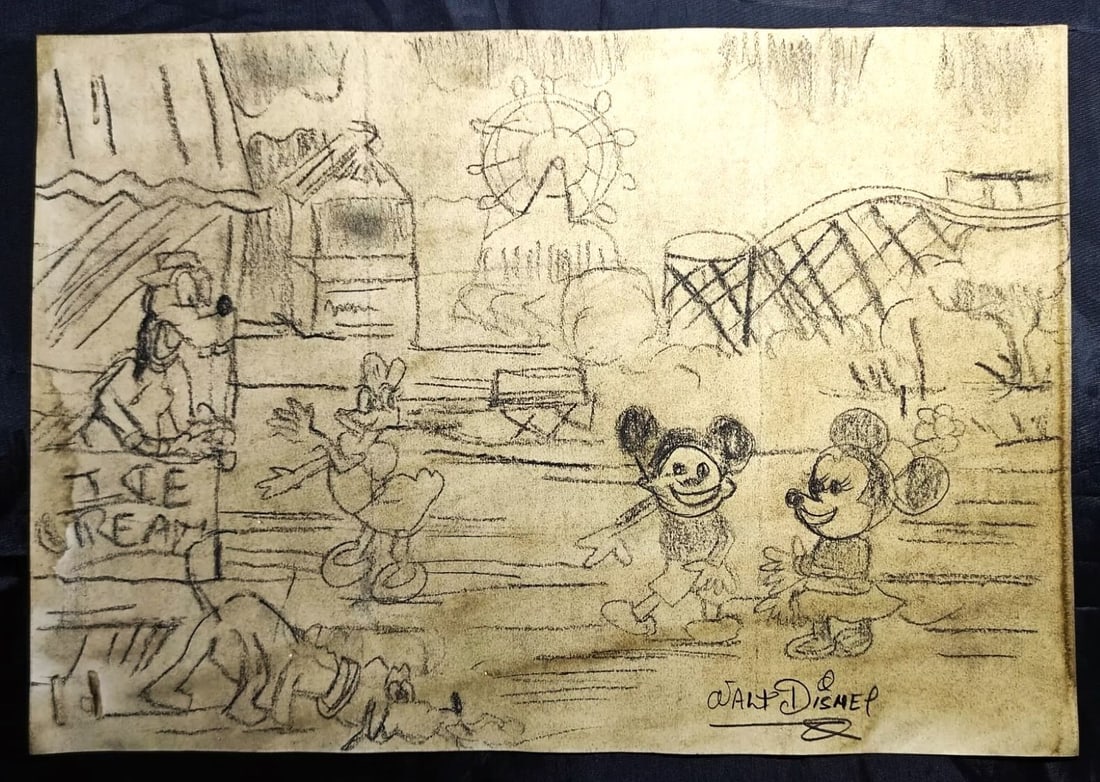 Walt Disney Drawing- hand signed, Dimensions: 32,5 x 23 cm (1 of 2)