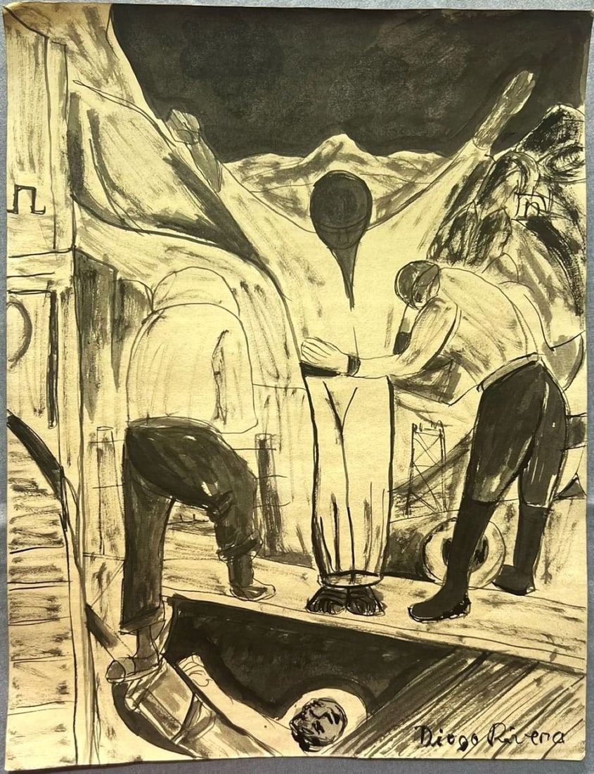 Diego Rivera, drawing hand signed (1 of 3)