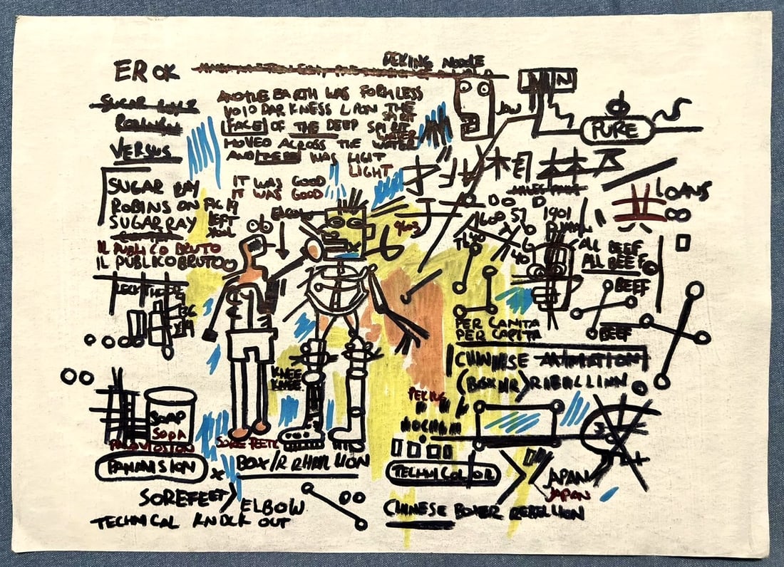 Jean Michel Basquiat, Drawing on paper SIGNED (1 of 3)