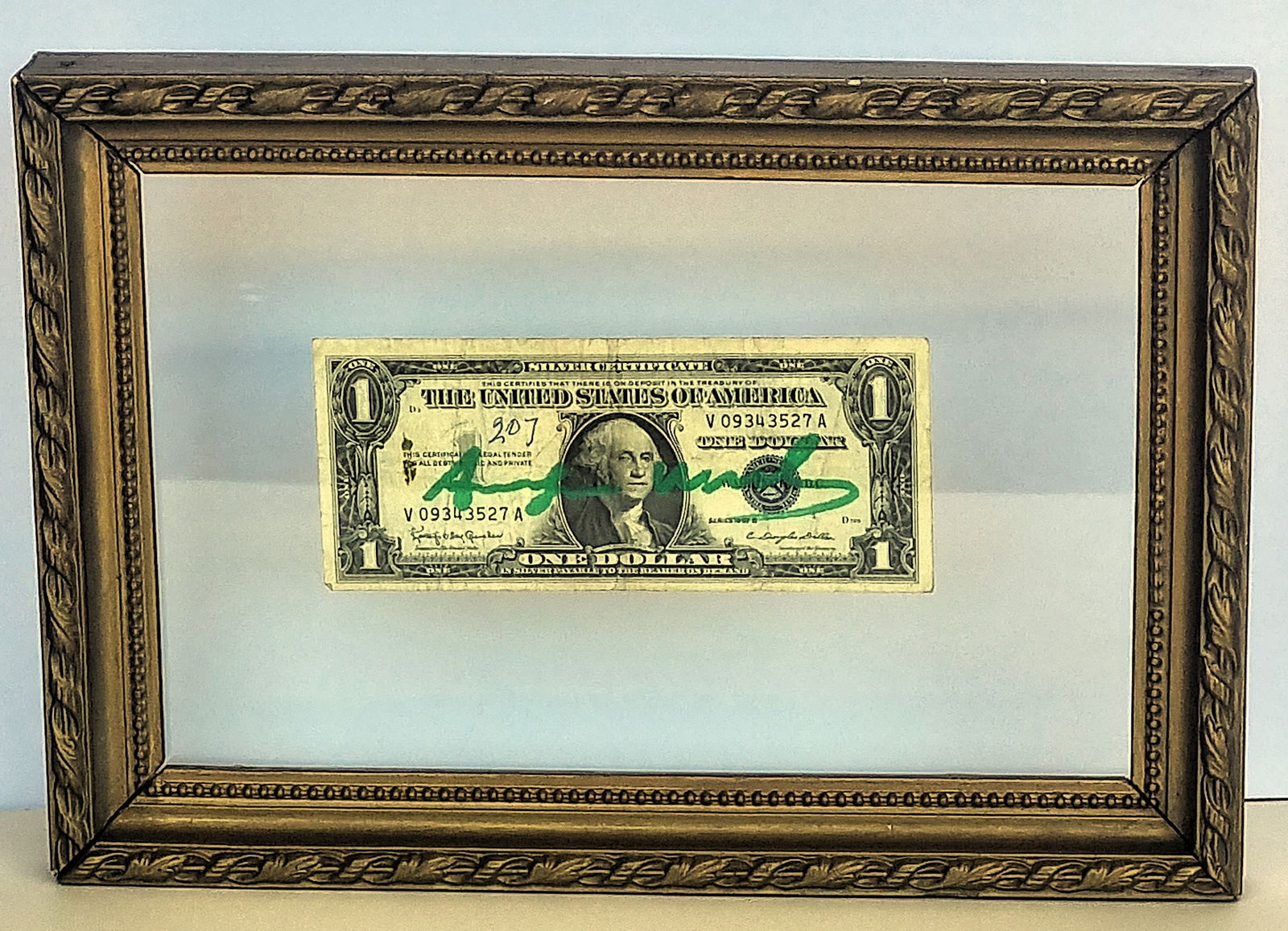 Andy Warhol1 Dollar Bill, Hand Sign,, Certificate of Authenticity (1 of 4)