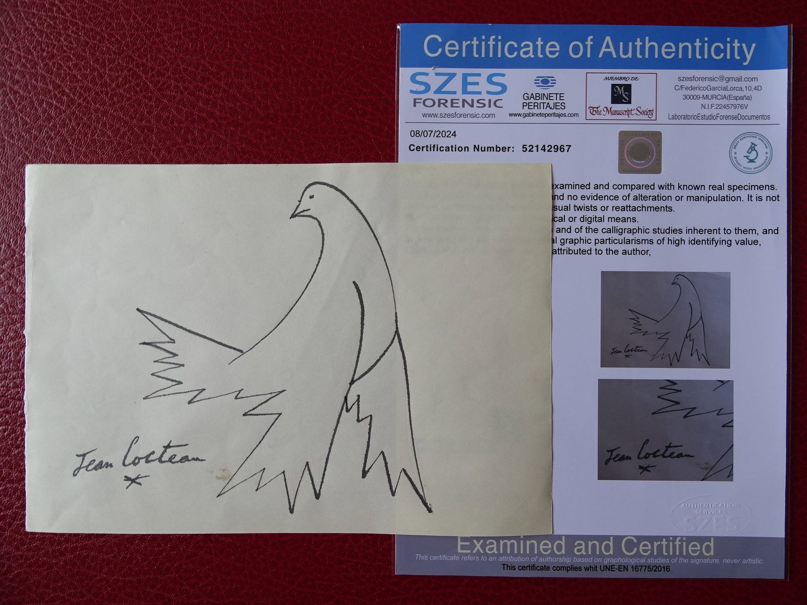 Jean Cocteau, hand signed drawing (1 of 5)