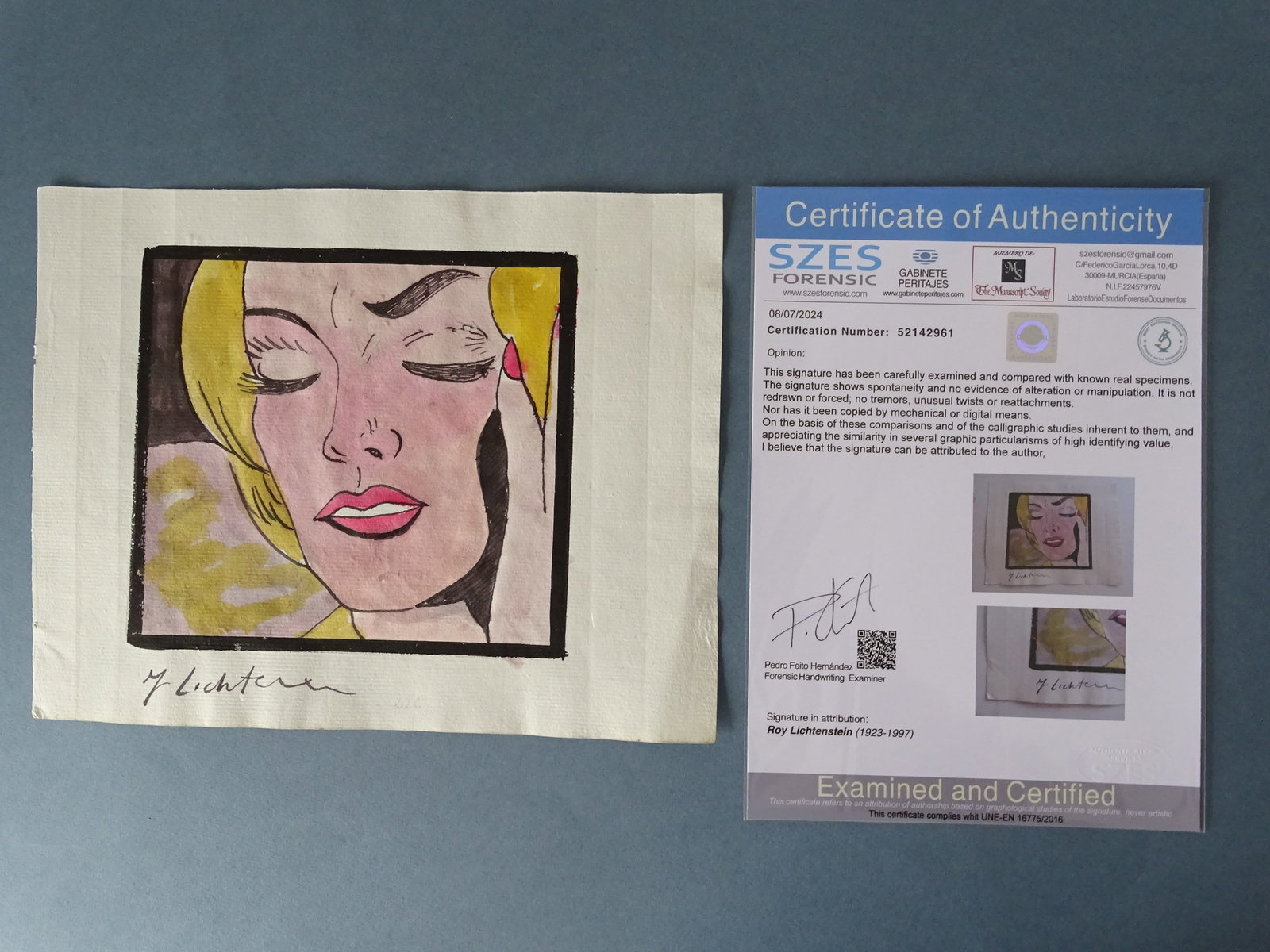 Roy Lichtenstein, hand signed drawing with COA (1 of 6)