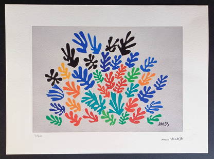 Henri Matisse , Lithographie Signed , numbered COA: Signature in the plate and numbered / 150 . Henri Matisse , lithograph on Arches paper.Dry pad.Comes with edition certificate.Dimension cm. 38 x 28 cm.COA