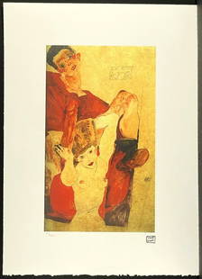 Egon Schiele 50x70 signed lithograph: Signed in the plate and numbered by hand.Limited edition of 200 pieces.Each piece is individually numbered #30/200.dry stamp.Embossed stamp of S.P.A.D.E.M. Paris.Overall size : 50cm x 70cm.