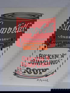 ANDY WARHOL CAMPBELLS TOMATO: ANDY WARHOL , HAND NUMBERED, GRANO-LITHOGRAPH.FROM :1981/1986.PENCIL NUMBERED ON LEFT SIDE SPECIAL EDITION , STAMPED ON THE BACK 40 x 50 cm (19.7 x 15.75 inch),This lithograph was produced and pressed