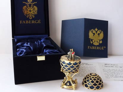House of Faberge egg with Certificate of Authenticity: House of Faberge egg, COA included ca 8cm including the base. Factionartprojects offers IN-HOUSE shipping. All property is to be packed, shipped or transported at the risk and expense of the purchaser