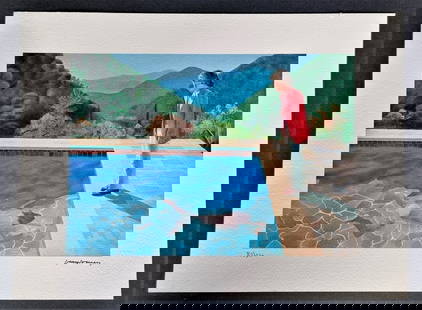 David Hockney ,Lithographie Signed , numbered COA: Signature in the plate and numbered / 150 .David Hockney , lithograph on Arches paper.Dry pad.Comes with edition certificate.Dimension cm. 38 x 28 cm.COA