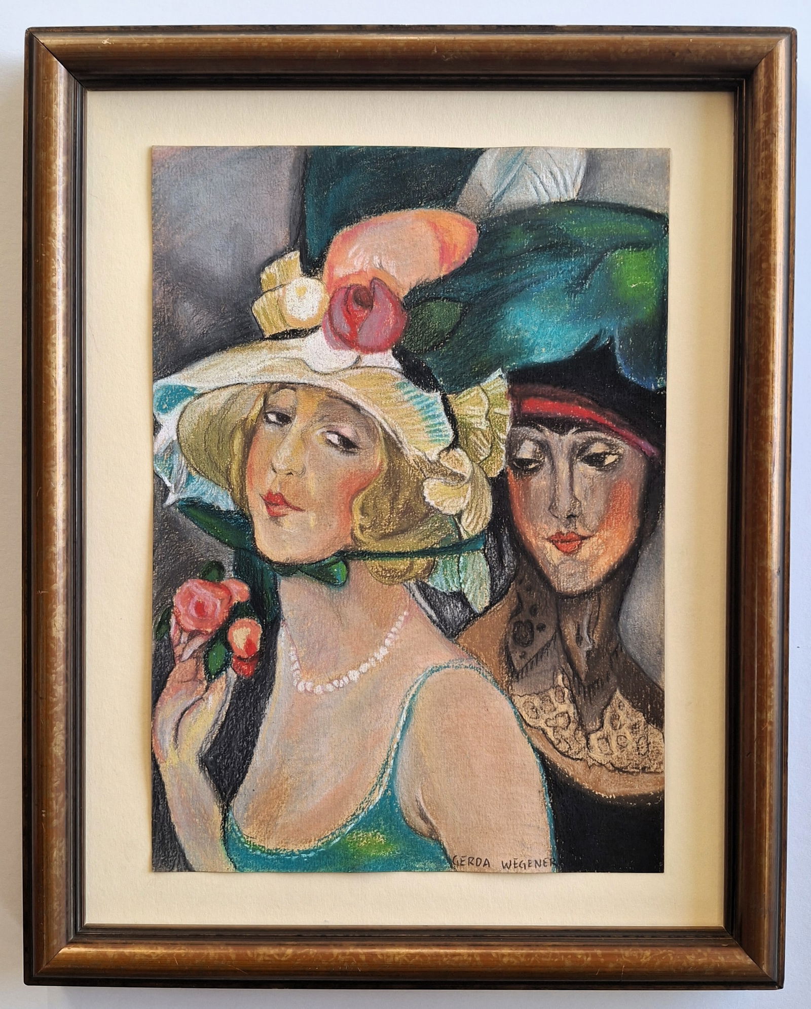 Gerda Wegener, drawing signed by hand: Drawing style to Gerda Wegener , measures 29 x 21 cm . Framed. The drawing is being sold after and in the style or manner of the artist.