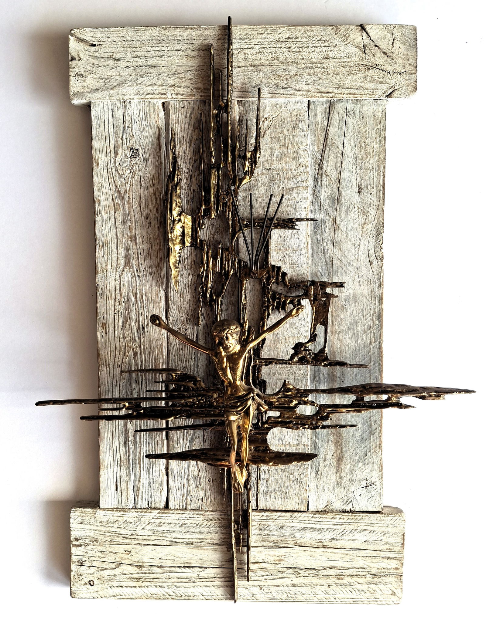 Salvador Dali - bronzen christus, op hout (1 of 3)